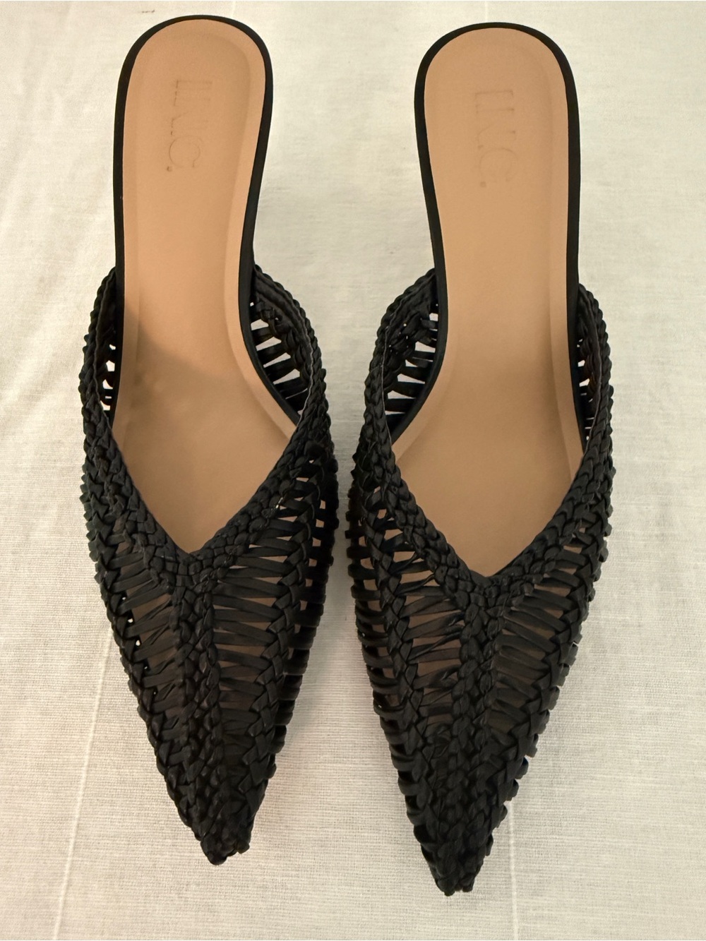 INC International Concepts Black Woven Pointed-Toe Mule 8M
